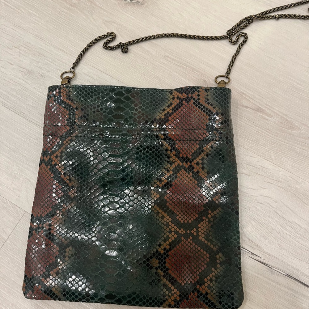 Free People Green and Brown Snakeskin Crossbody Bag